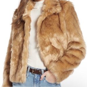 Something Navy fake fur jacket - like new